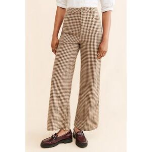 Rolla's Sailor Brown Gingham Wide Leg High Rise Pants Small
